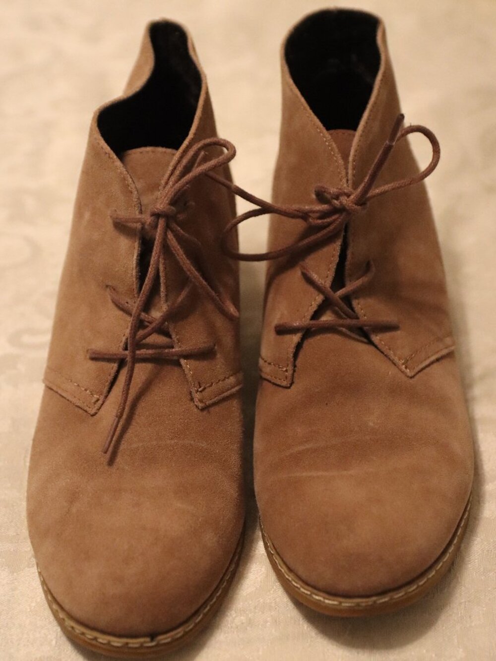 Bjorndal Rachel Suede Lace Up Wedge Booties Size 10 Taupe